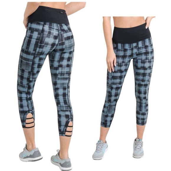 Mono B Womens size s leggings Capri High Waist Checkered Cross Back Criss cross - Picture 1 of 14